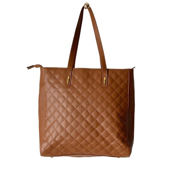 Joy & Iman Caramel Brown Leather Tote Bag - Picture 2 of 8